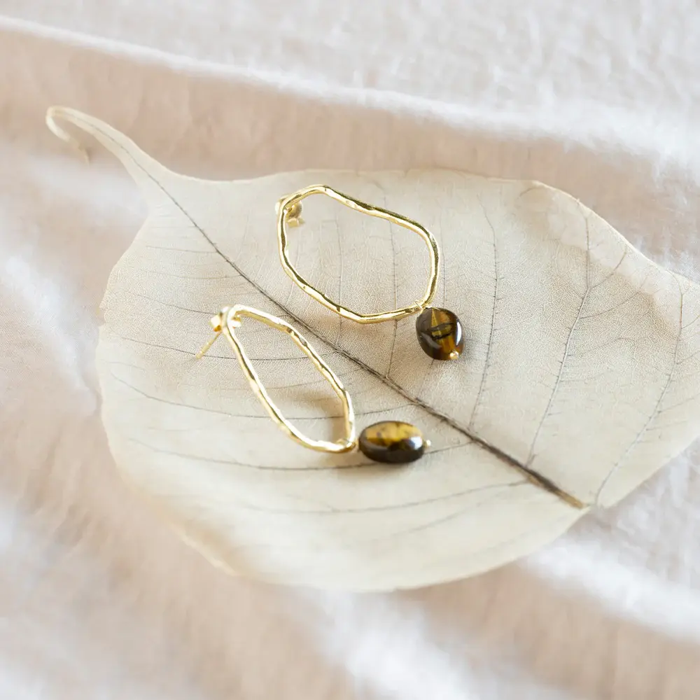 A BEAUTIFUL STORY BS BRAVERY TIGER EYE EARRINGS