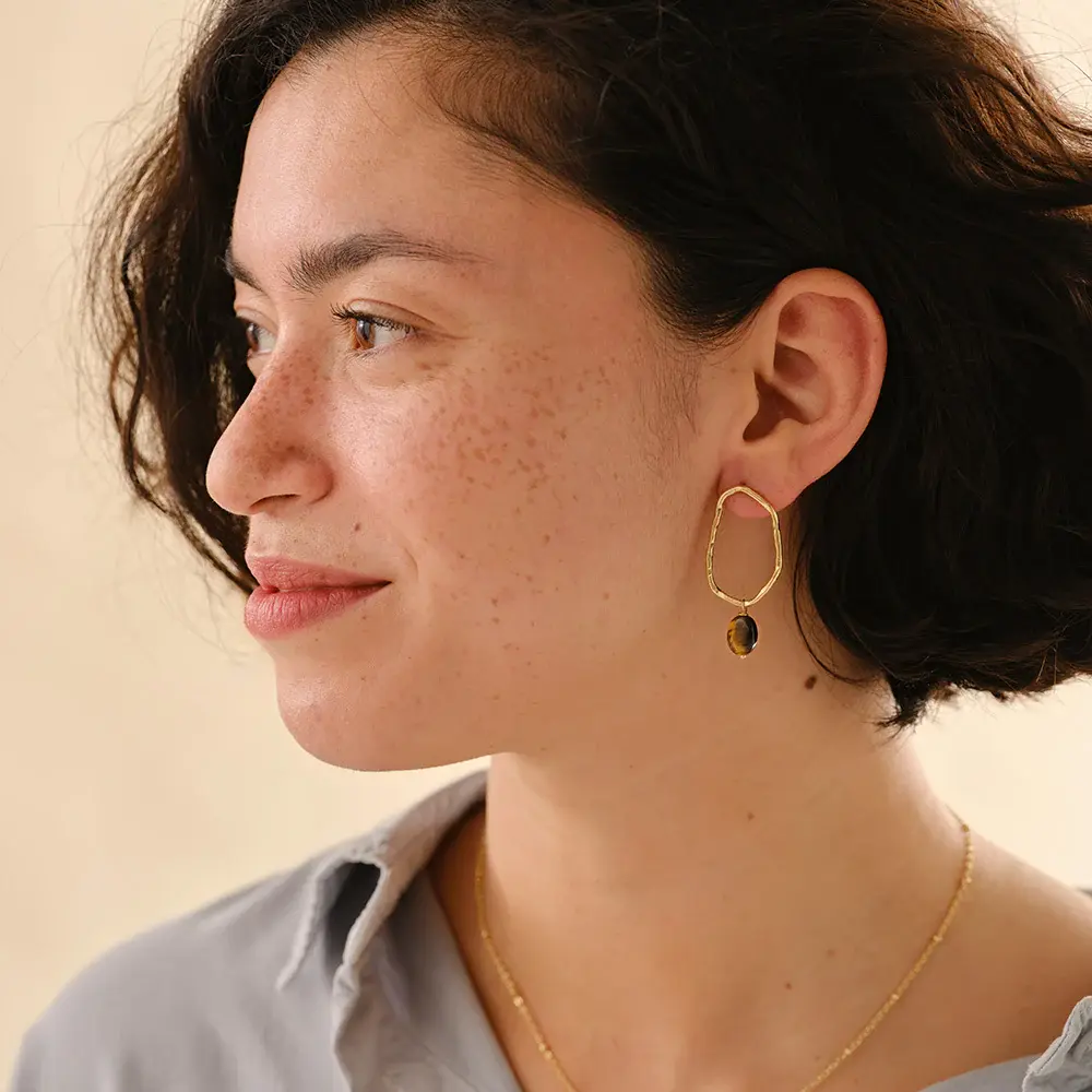 A BEAUTIFUL STORY BS BRAVERY TIGER EYE EARRINGS