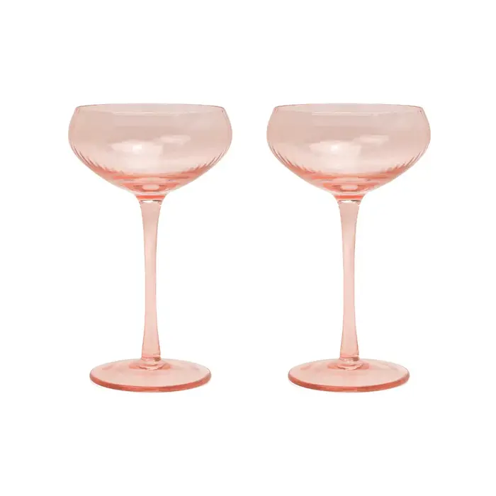 HERE'S HOW HERE'S HOW THE LOU COUPE GLASS BLUSH (SET OF 2)
