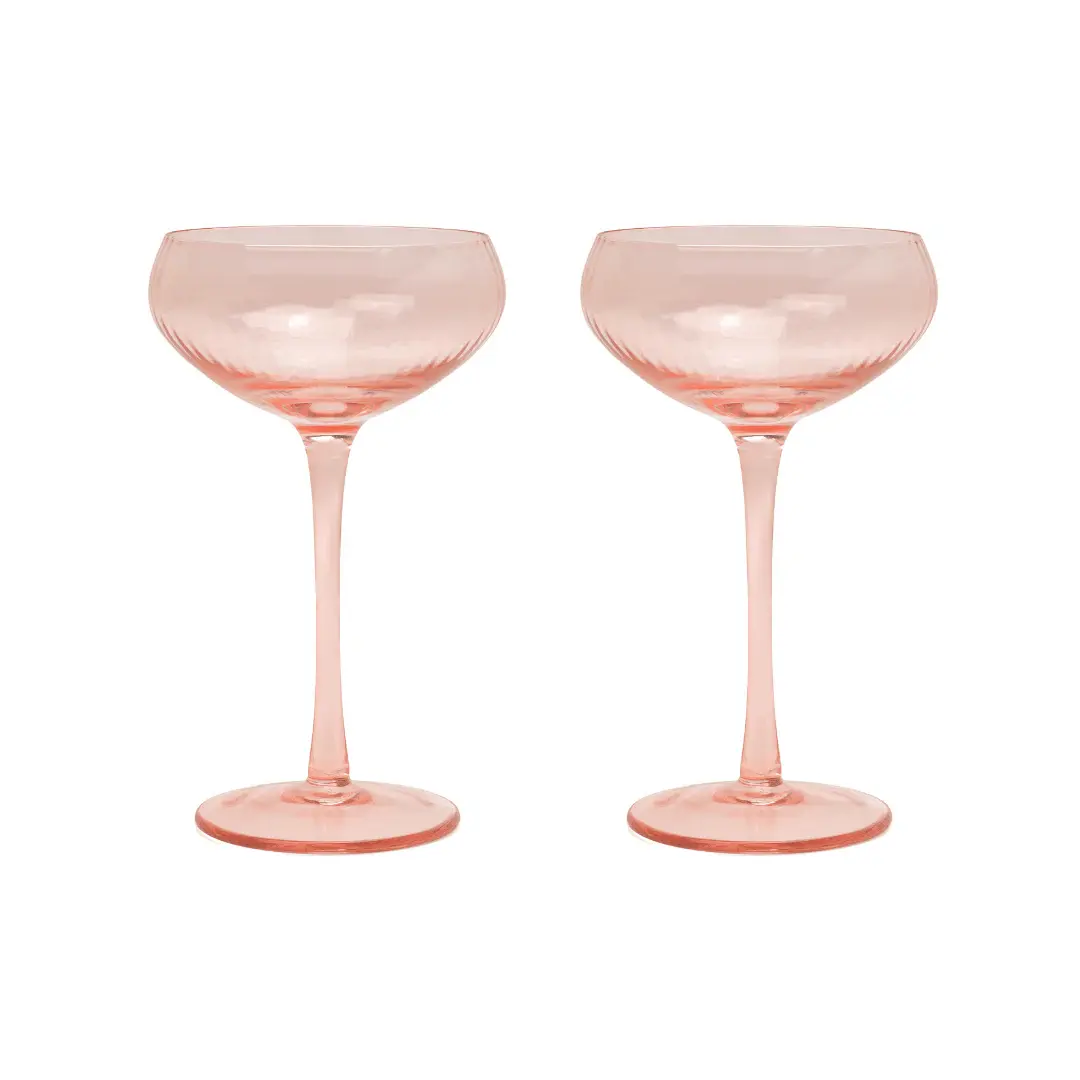 HERE'S HOW HERE'S HOW THE LOU COUPE GLASS BLUSH (SET OF 2)
