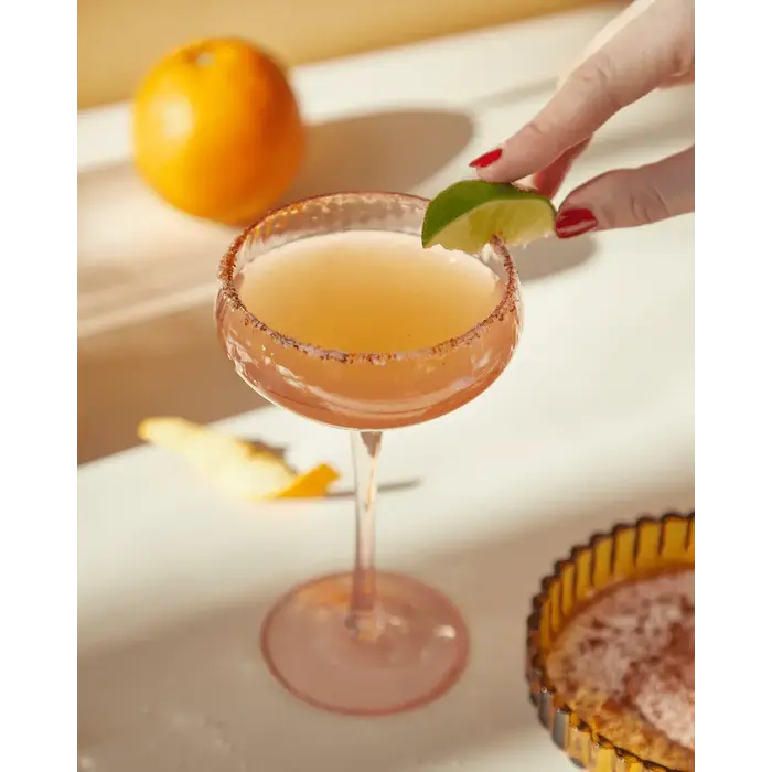 HERE'S HOW HERE'S HOW THE LOU COUPE GLASS BLUSH (SET OF 2)