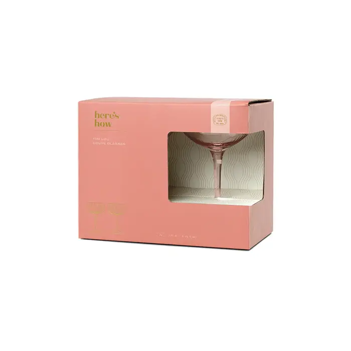 HERE'S HOW HERE'S HOW THE LOU COUPE GLASS BLUSH (SET OF 2)