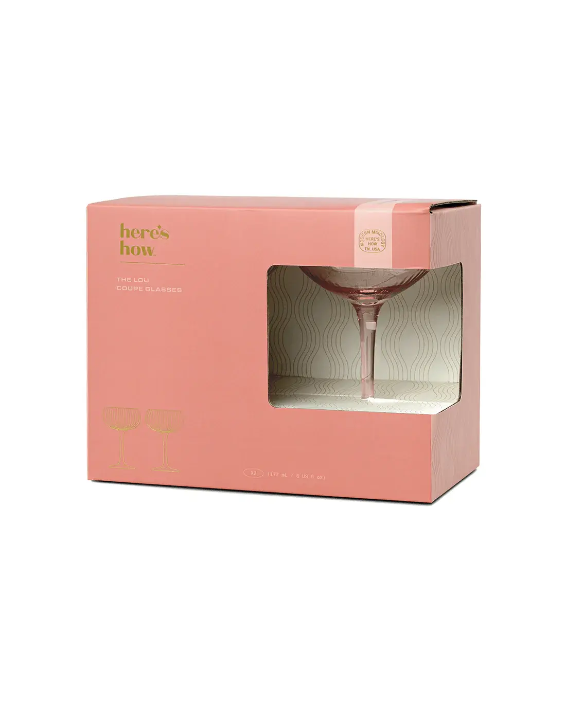 HERE'S HOW HERE'S HOW THE LOU COUPE GLASS BLUSH (SET OF 2)