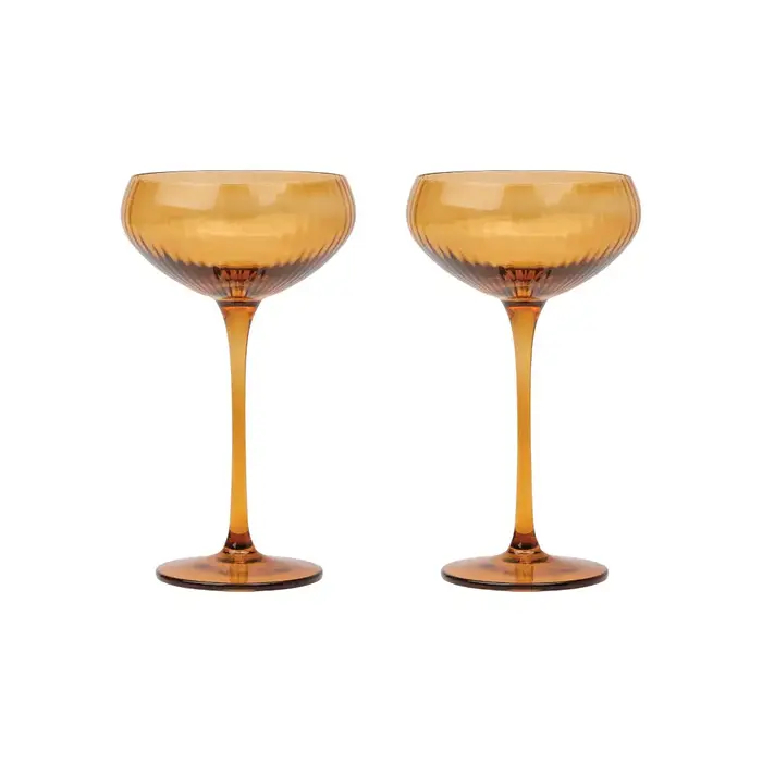 HERE'S HOW HERE'S HOW THE LOU COUPE GLASS AMBER (SET OF 2)