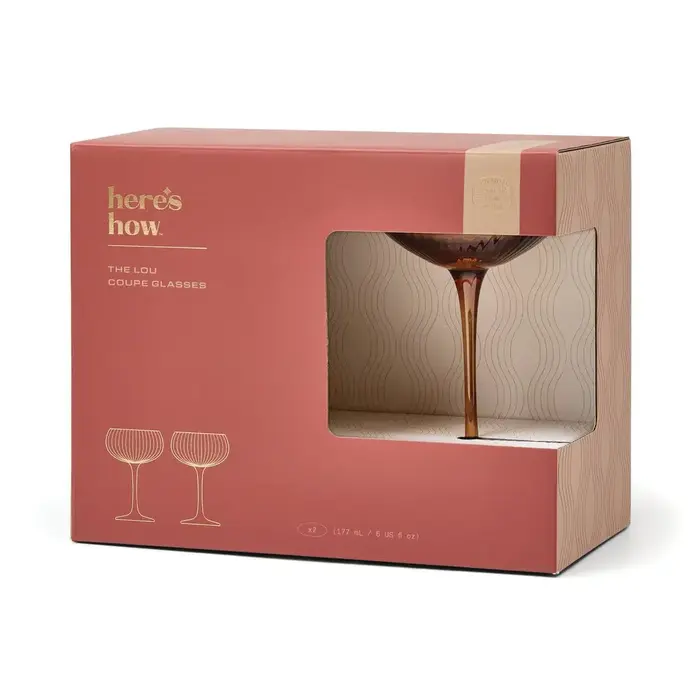 HERE'S HOW HERE'S HOW THE LOU COUPE GLASS AMBER (SET OF 2)