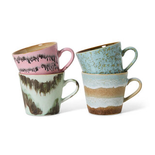 HK LIVING 70S CERAMICS CAPPUCCINO MUG DADA (SET OF 4)