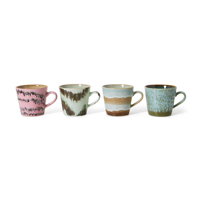 HK LIVING 70S CERAMICS CAPPUCCINO MUG DADA (SET OF 4)
