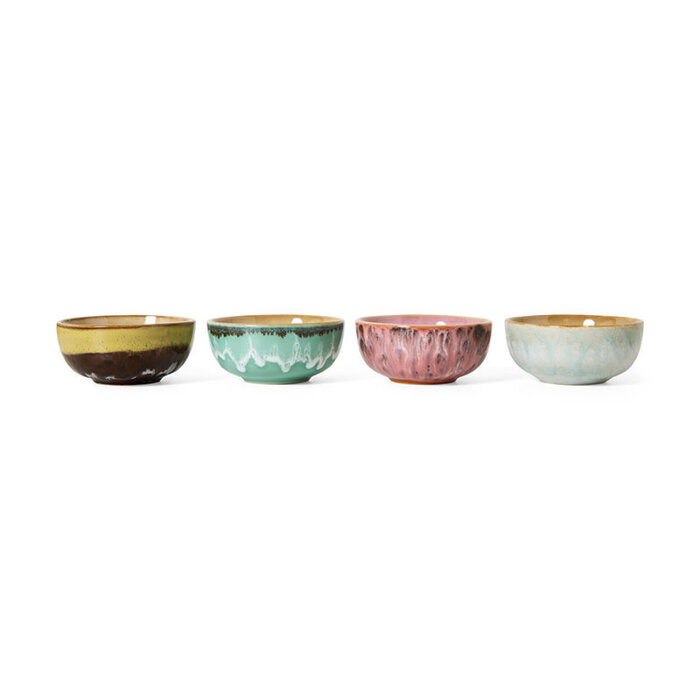 HK LIVING 70S CERAMICS XS BOWLS MODERNIST (SET OF 4)