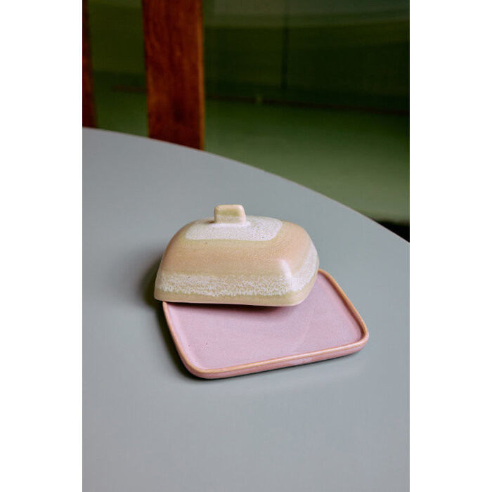 HK LIVING 70S CERAMICS BUTTER DISH SKYLINE