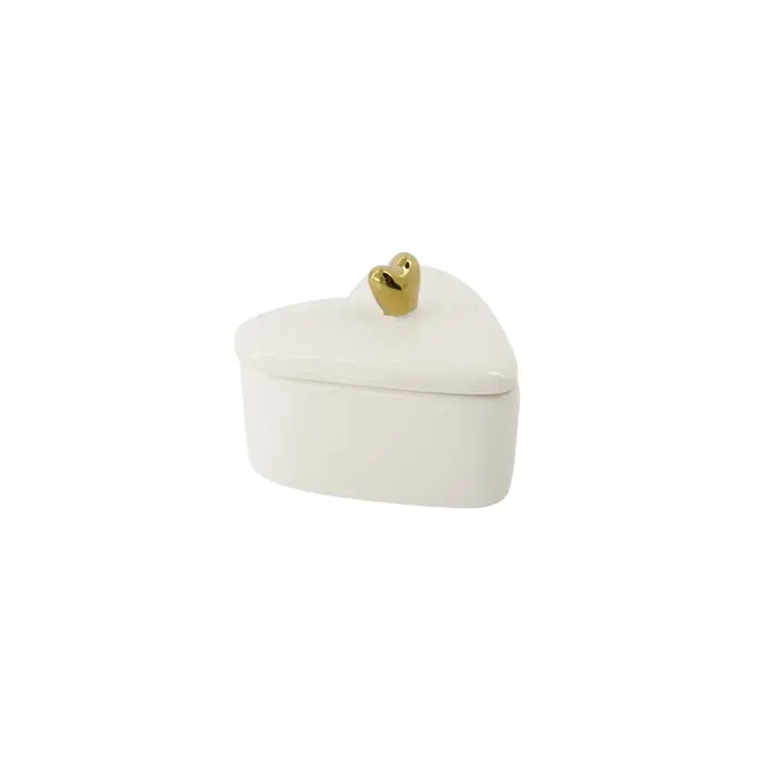 ZUSSS ZUSSS BEWAARPOT KERAMIEK HARTVORM WIT/GOUD