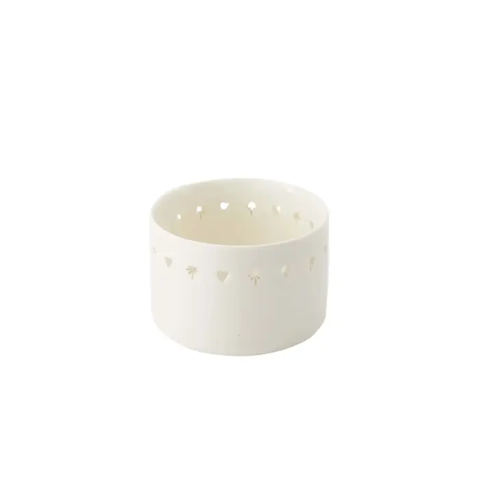 ZUSSS ZUSSS WAXINELICHTHOUDER KERAMIEK HART/STER WIT