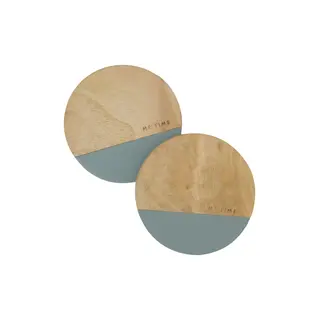 ZUSSS ZUSSS SET VAN 2 ONDERZETTERS HOUT ME TIME GRIJSBLAUW/NATUREL