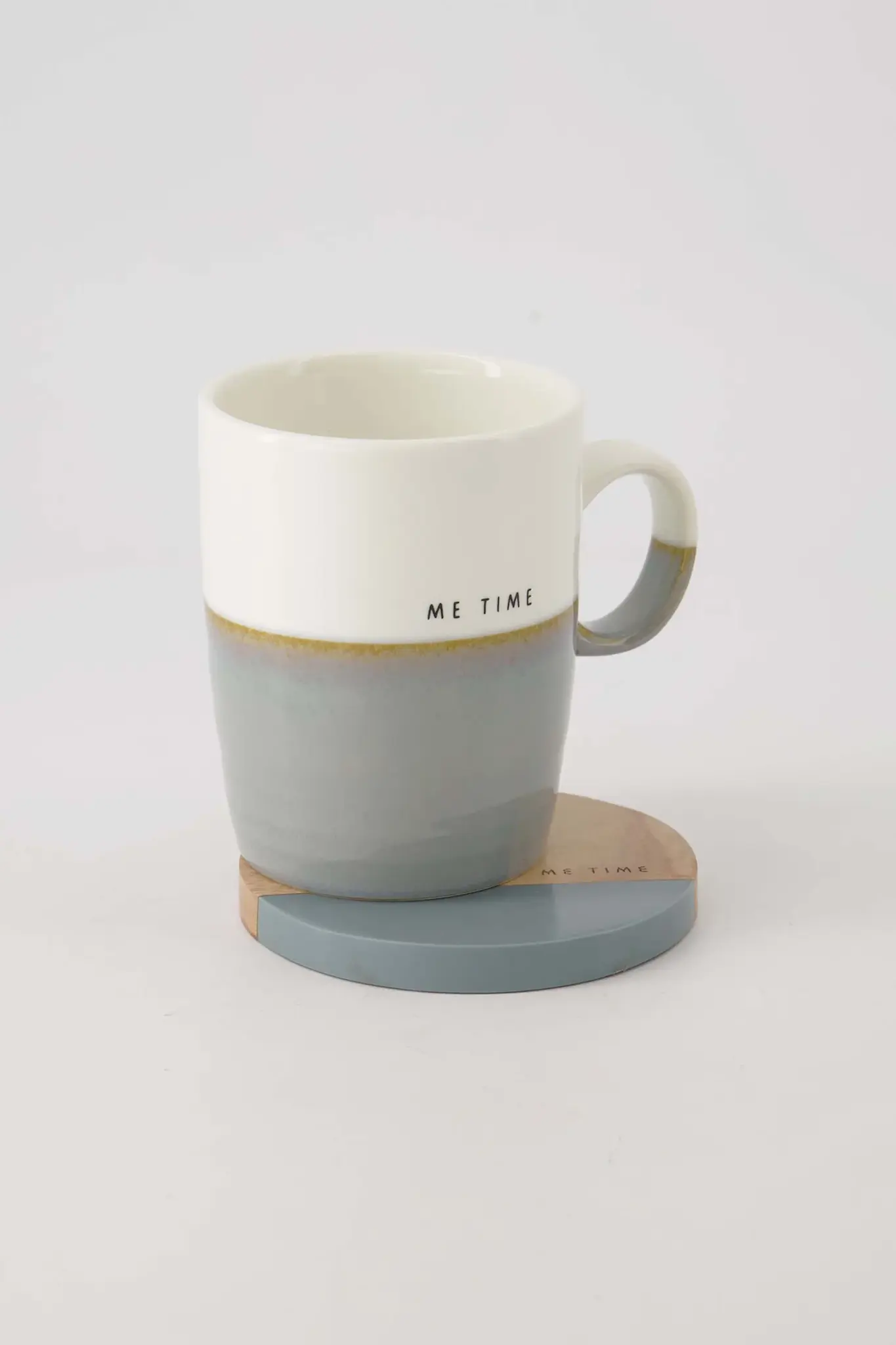 ZUSSS ZUSSS SET VAN 2 ONDERZETTERS HOUT ME TIME GRIJSBLAUW/NATUREL