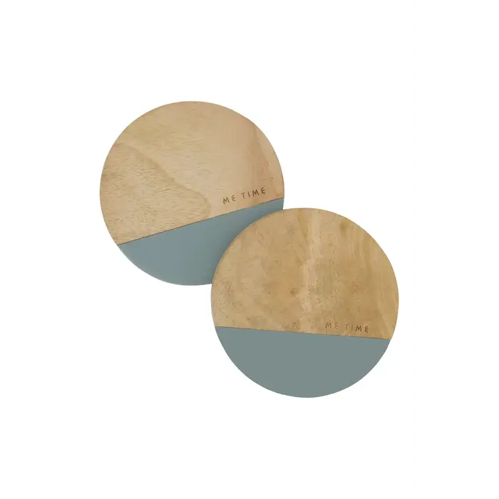 ZUSSS ZUSSS SET VAN 2 ONDERZETTERS HOUT ME TIME GRIJSBLAUW/NATUREL