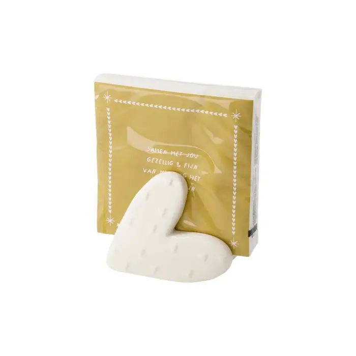 ZUSSS ZUSSS SERVETHOUDER KERAMIEK HARTJE WIT