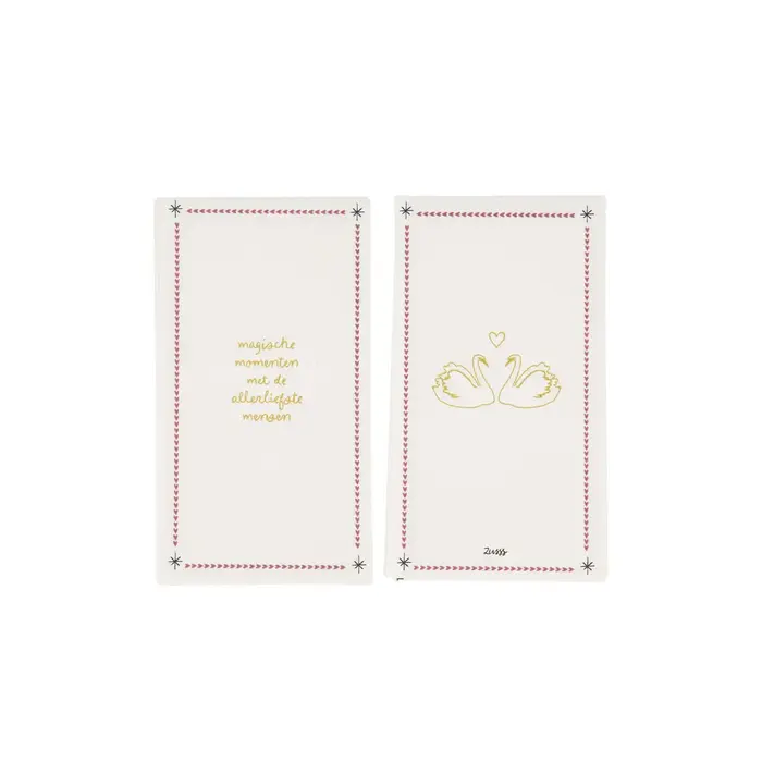 ZUSSS ZUSSS SERVETTEN RECHTHOEK MAGISCHE MOMENTEN WIT/DONKERROOD