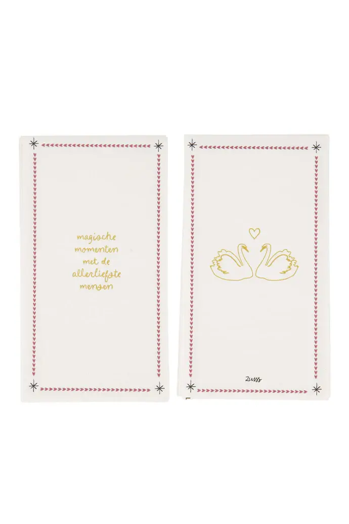 ZUSSS ZUSSS SERVETTEN RECHTHOEK MAGISCHE MOMENTEN WIT/DONKERROOD