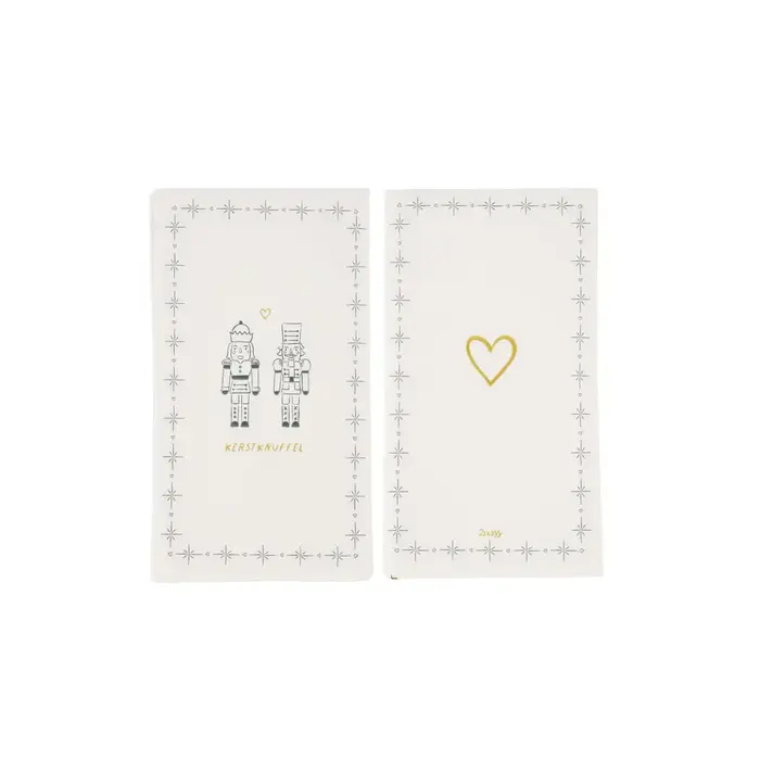 ZUSSS ZUSSS SERVETTEN RECHTHOEK NOTENKRAKERS KERSTKNUFFEL WIT/DONKERGROEN