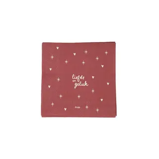 ZUSSS ZUSSS SERVETTEN VIERKANT LIEFDE EN GELUK WIT/DONKERROOD