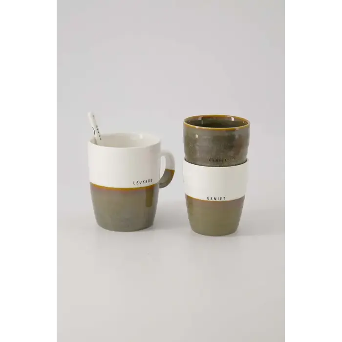 ZUSSS ZUSSS KOFFIEMOK GENIET WIT/DONKERGROEN