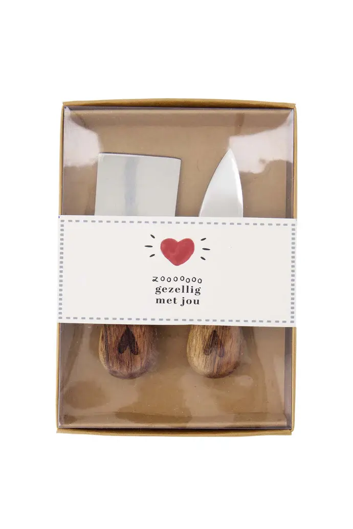 ZUSSS ZUSSS SET VAN 2 KAASMESJES IN DOOSJE GEZELLIG MET JOU WIT/GRIJSBLAUW/ROOD