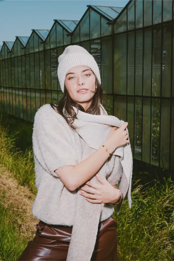 ZUSSS ZUSSS GEBREIDE RIB SJAAL TAUPE