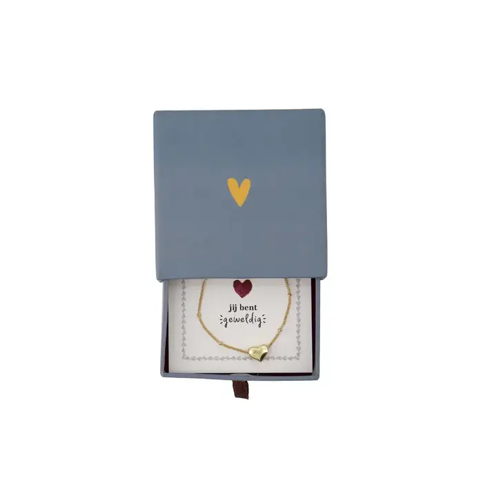 ZUSSS ZUSSS ARMBAND HARTJE IN SCHUIFDOOSJE LEUKERD GRIJSBLAUW