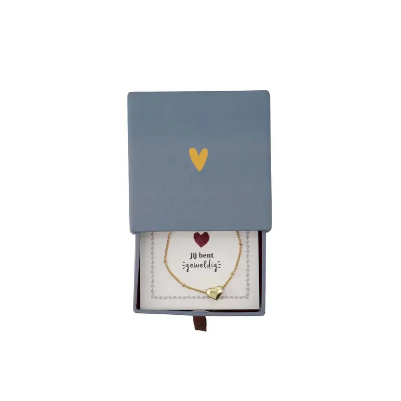 ZUSSS ZUSSS ARMBAND HARTJE IN SCHUIFDOOSJE LEUKERD GRIJSBLAUW