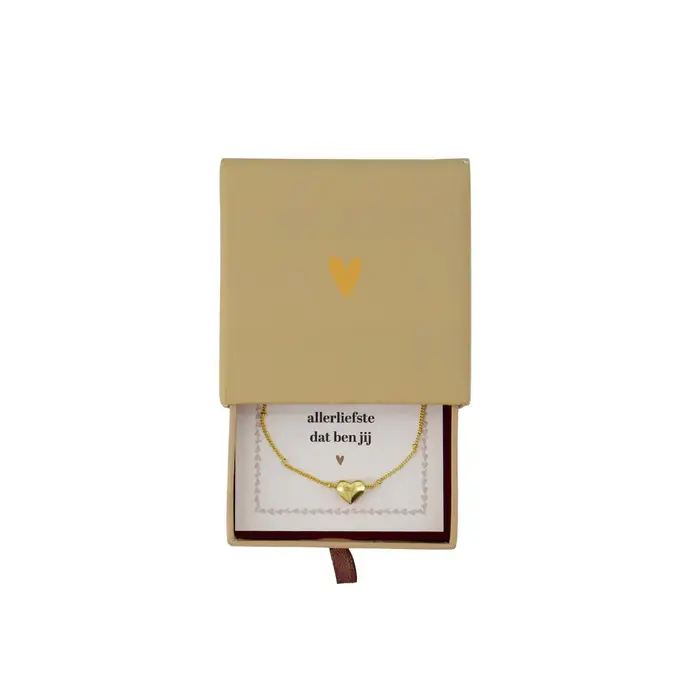 ZUSSS ZUSSS KETTING HARTJE IN SCHUIFDOOSJE DE ALLERLIEFSTE ZAND
