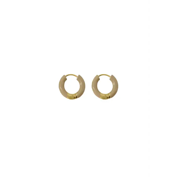 ZUSSS ZUSSS RING OORBELLEN BEIGE/ GOUD