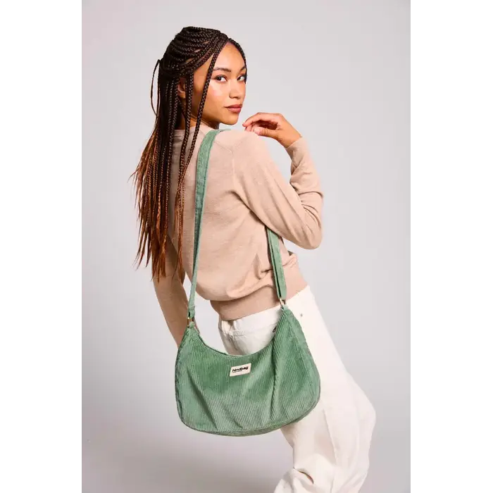 HINDBAG HINDBAG SAC ROSA VELOURS VERT D'EAU