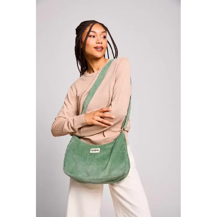 HINDBAG HINDBAG SAC ROSA VELOURS VERT D'EAU