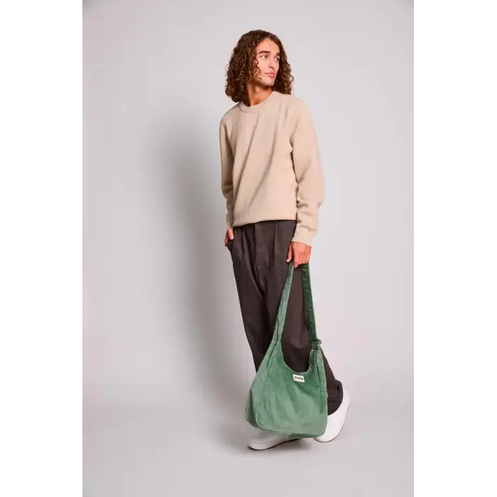 HINDBAG HINDBAG SAC HOBO CLAIRE VELOURS VERT D'EAU