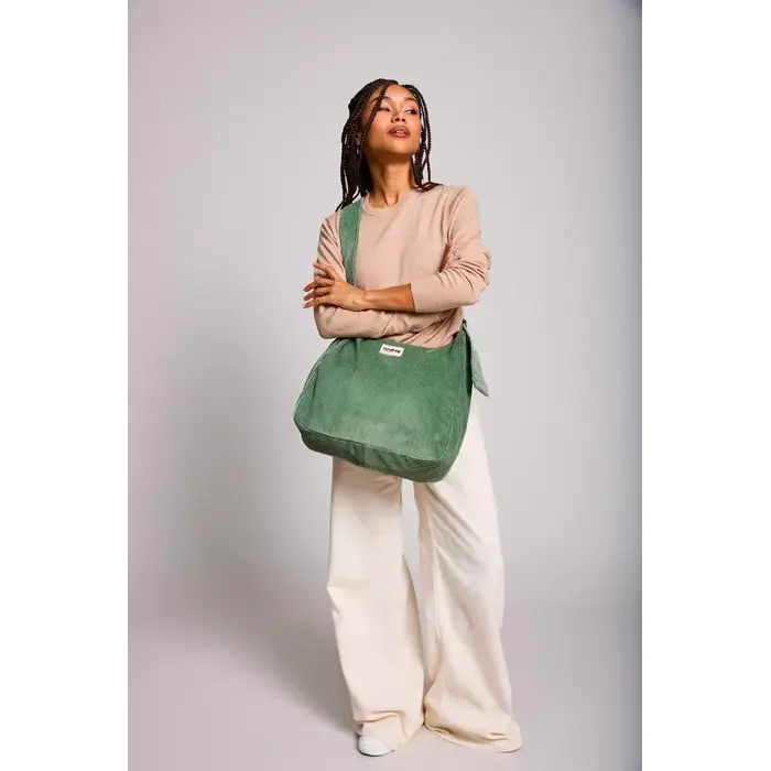 HINDBAG HINDBAG SAC HOBO CLAIRE VELOURS VERT D'EAU