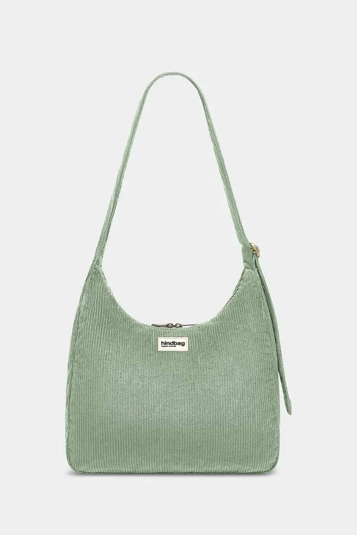 HINDBAG HINDBAG SAC HOBO CLAIRE VELOURS VERT D'EAU