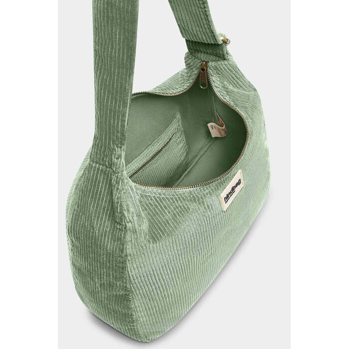 HINDBAG HINDBAG SAC HOBO CLAIRE VELOURS VERT D'EAU
