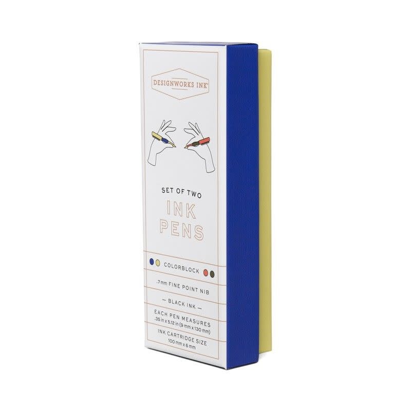 DESIGNWORK INK DESIGNWORK INK COLOUR BLOCK PENS COBALT & ARMY GREEN (SET OF 2)