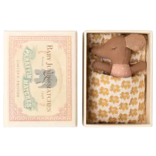 MAILEG MAILEG SLEEPY WAKEY BABY MOUSE IN MATCHBOX ROSE