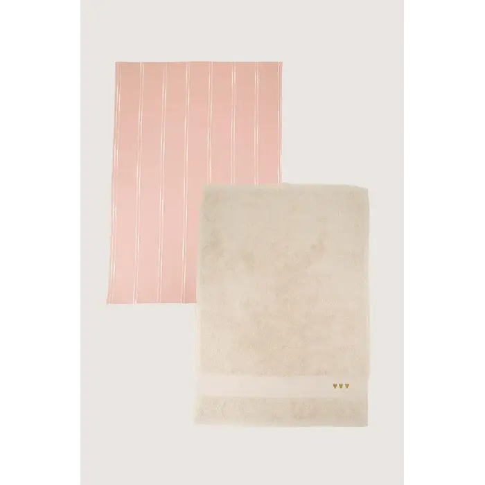 ZUSSS ZUSSS KEUKENSET STREEP HARTJES MULTICOLOR / ZAND