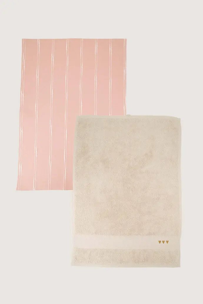 ZUSSS ZUSSS KEUKENSET STREEP HARTJES MULTICOLOR / ZAND