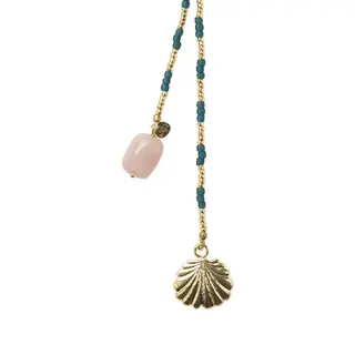 A BEAUTIFUL STORY BS ENTIRE ROSE QUARTZ NECKLACE (SCHELP)