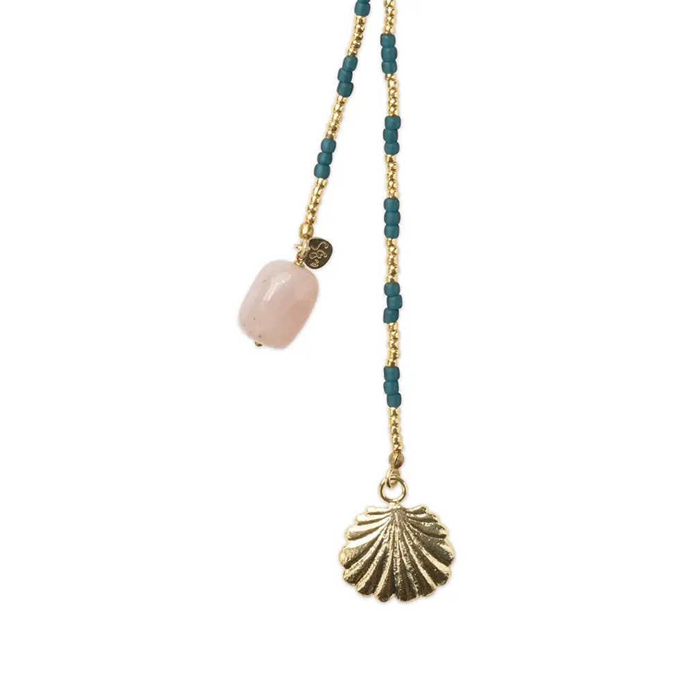 A BEAUTIFUL STORY BS ENTIRE ROSE QUARTZ NECKLACE (SCHELP)