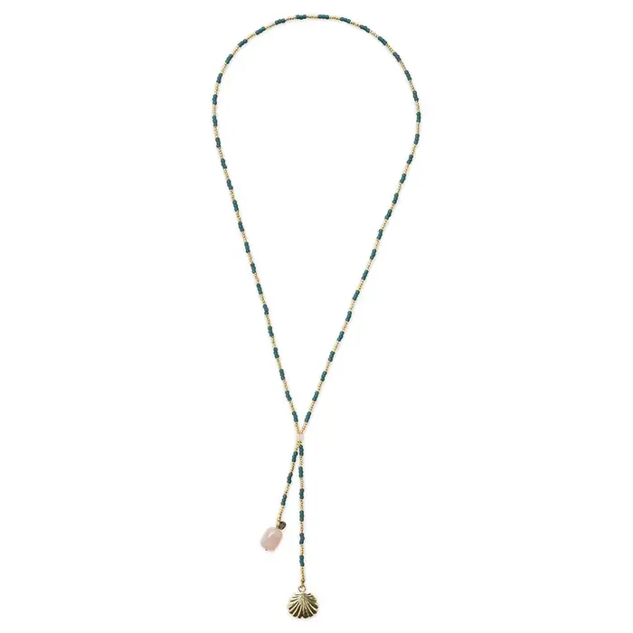 A BEAUTIFUL STORY BS ENTIRE ROSE QUARTZ NECKLACE (SCHELP)