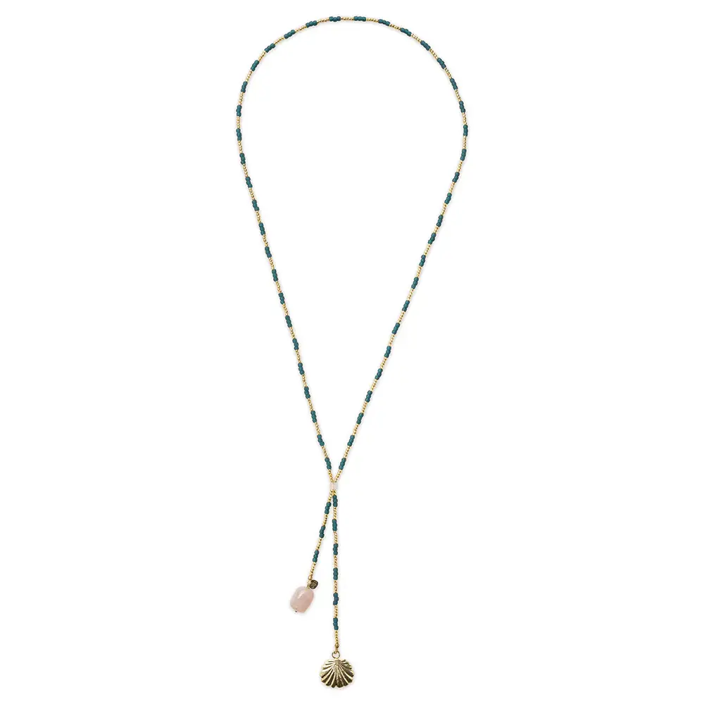 A BEAUTIFUL STORY BS ENTIRE ROSE QUARTZ NECKLACE (SCHELP)