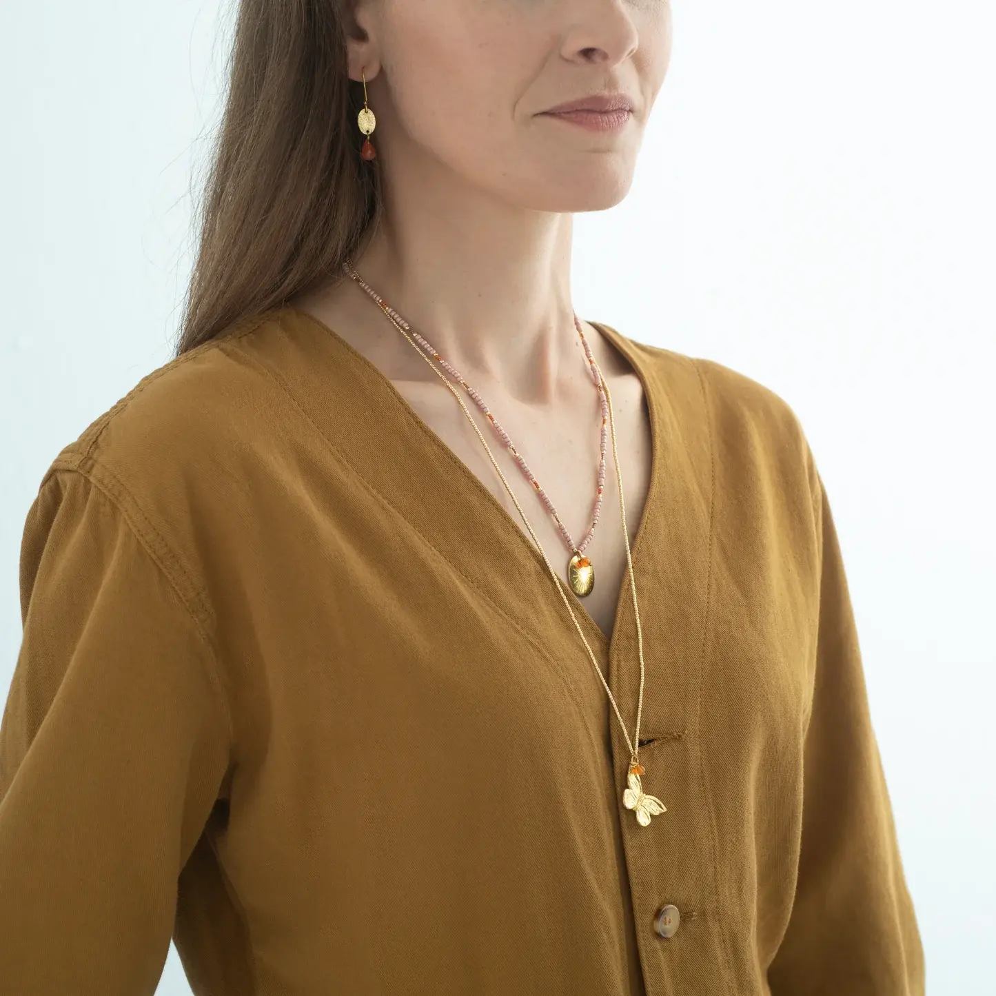 A BEAUTIFUL STORY BS PARADISE CARNELIAN (VLINDER) NECKLACE