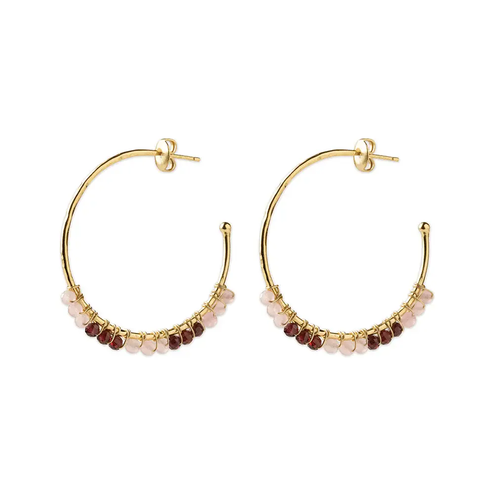 A BEAUTIFUL STORY BS MUSE ROSE QUART GARNET EARRINGS