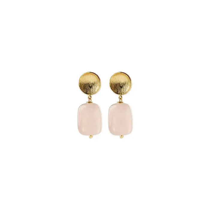 A BEAUTIFUL STORY BS EASE ROSE QUARTZ EARRINGS