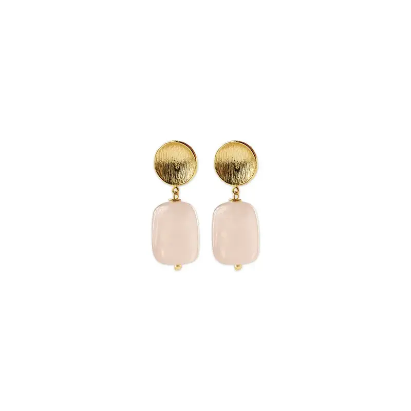 A BEAUTIFUL STORY BS EASE ROSE QUARTZ EARRINGS