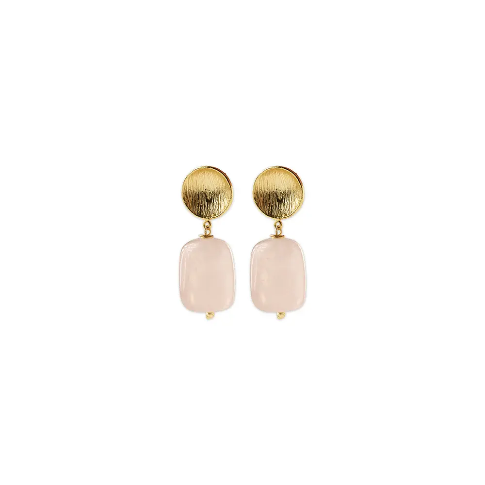 A BEAUTIFUL STORY BS EASE ROSE QUARTZ EARRINGS