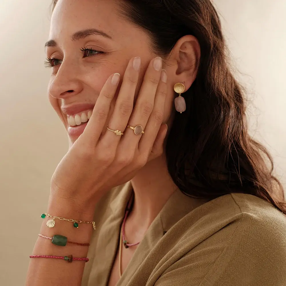 A BEAUTIFUL STORY BS EASE ROSE QUARTZ EARRINGS